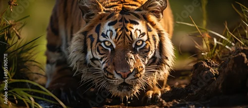 Fototapeta Wild tiger roaming in nature