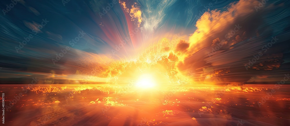 Way to heaven . Abstract big explosion. background sky at sunset and dawn . Copy space image. Place for adding text or design Way to heaven . Abstract big explosion. background sky at sunset and dawn . Copy space image. Place for adding text or design