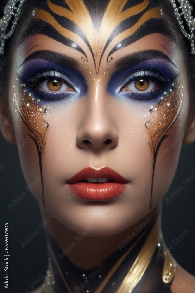 woman with painted face makeup woman with painted face makeup