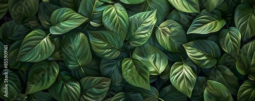 malachite green leaves pattern, seamless texture, dark background, hyper realistic, octane render, 3d rendering,