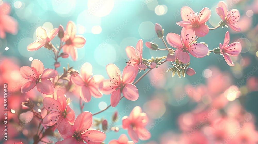 Sakura branches with delicate pink flowers against a bokeh background with soft lighting. Flowers create an airy and romantic mood. Sakura branches with delicate pink flowers against a bokeh background with soft lighting. Flowers create an airy and romantic mood.