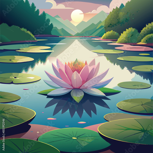 lilies in the pond