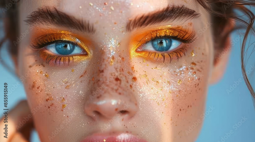 Aesthetic Minimalist Editorial Makeup with Softly Blended Eye Colors on Model for Party Aesthetic Minimalist Editorial Makeup with Softly Blended Eye Colors on Model for Party