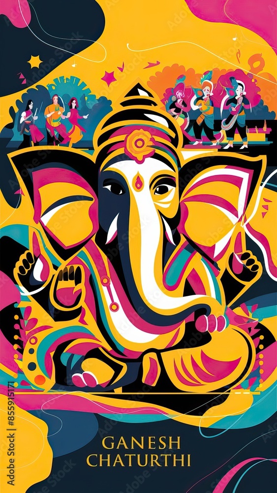 Ganesh Chaturthi, illustration of. Ganesh Chaturthi Poster, Social Media Poster
