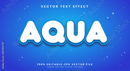Aqua 3d editable text effect Template with water background