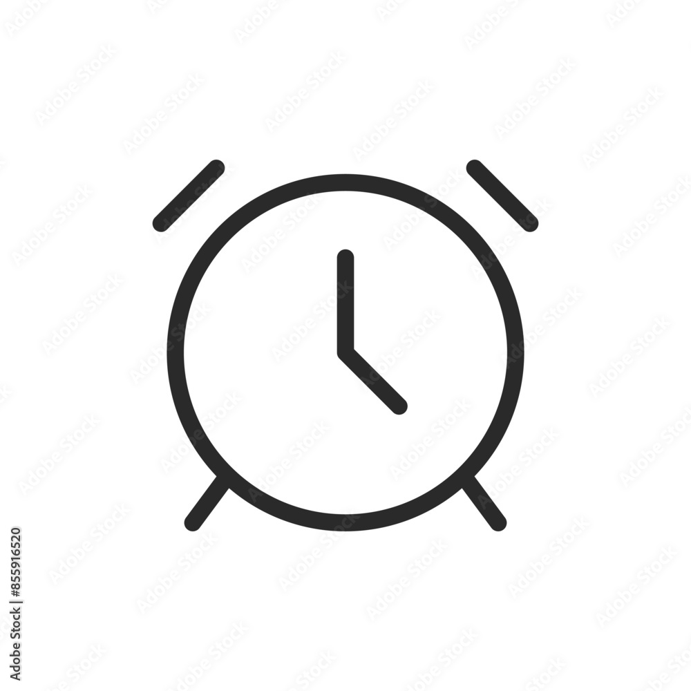 Alarm clock, linear style icon. Classic alarm clock with ringing bells. Editable stroke width. Alarm clock, linear style icon. Classic alarm clock with ringing bells. Editable stroke width.
