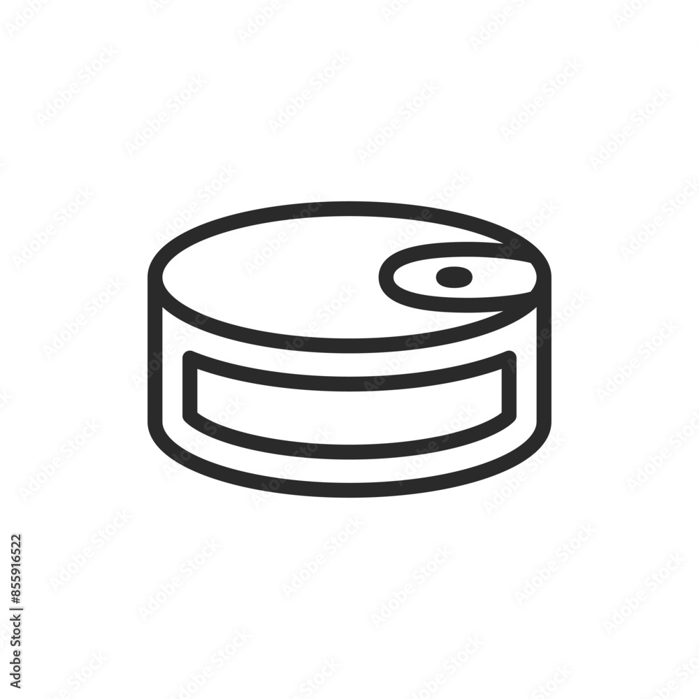 Canned food, linear style icon. Tin can, emergency food supply. Editable stroke width. Canned food, linear style icon. Tin can, emergency food supply. Editable stroke width.