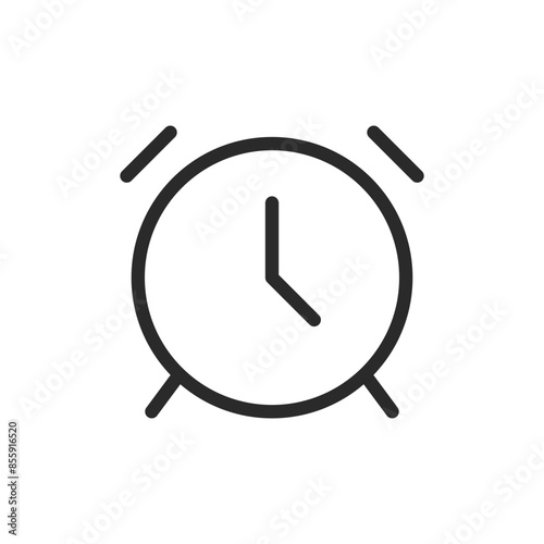 Alarm clock, linear style icon. Classic alarm clock with ringing bells. Editable stroke width.