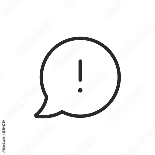 Warning in speech bubble, linear style icon. verbal alert or warning. Editable stroke width.