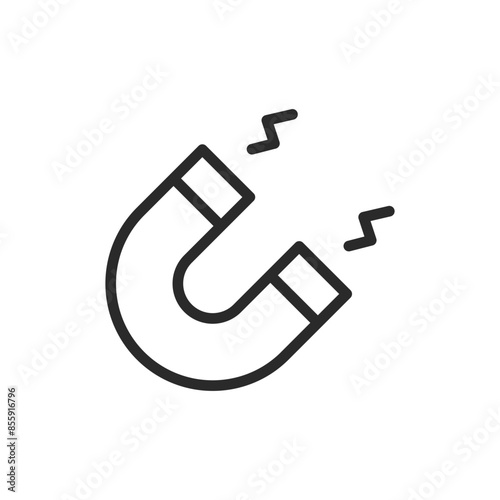 Magnet, linear style icon. magnetism, attraction, or magnetic field. Editable stroke width.