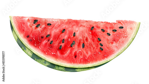 Slice of watermelon isolated on a transparent background, PNG 
