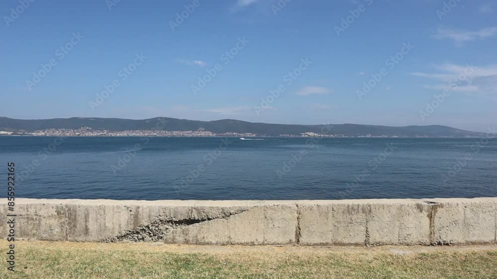 embankment near sea, the old town of Nessebar, Bulgaria video footage, mountains and hotels on the coast. embankment near sea, the old town of Nessebar, Bulgaria video footage, mountains and hotels on the coast.