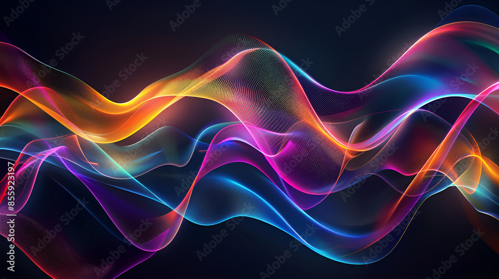 glowing in ultraviolet spectrum light, Bright color ,Abstract colorful smoke on black background ,Sound neon wave illustration , neon waves glowing in ultraviolet spectrum light, Bright color ,Abstract colorful smoke on black background ,Sound neon wave illustration , neon waves