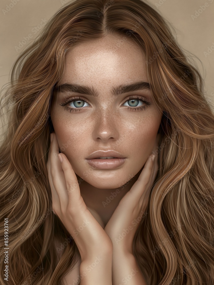 A young woman with striking blue eyes, freckles, and flowing hair gazes intently, her hands framing her face, highlighted by soft, natural light. A young woman with striking blue eyes, freckles, and flowing hair gazes intently, her hands framing her face, highlighted by soft, natural light.