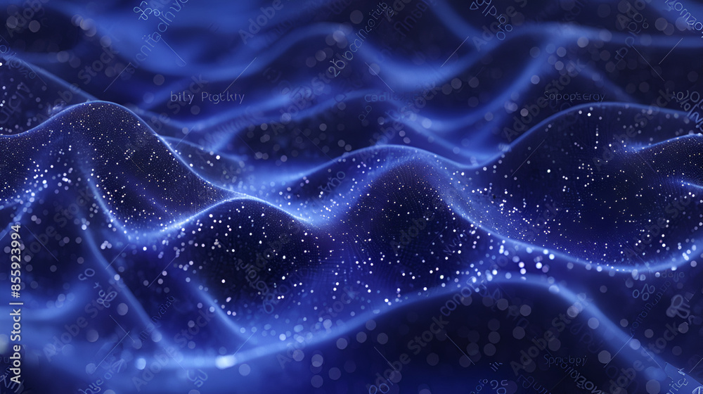 glow blue particles on blue background are hanging in air for bright festive presentation with depth of field and light bokeh effects ,Abstract blue glowing flying waves of energy particles futuristic glow blue particles on blue background are hanging in air for bright festive presentation with depth of field and light bokeh effects ,Abstract blue glowing flying waves of energy particles futuristic