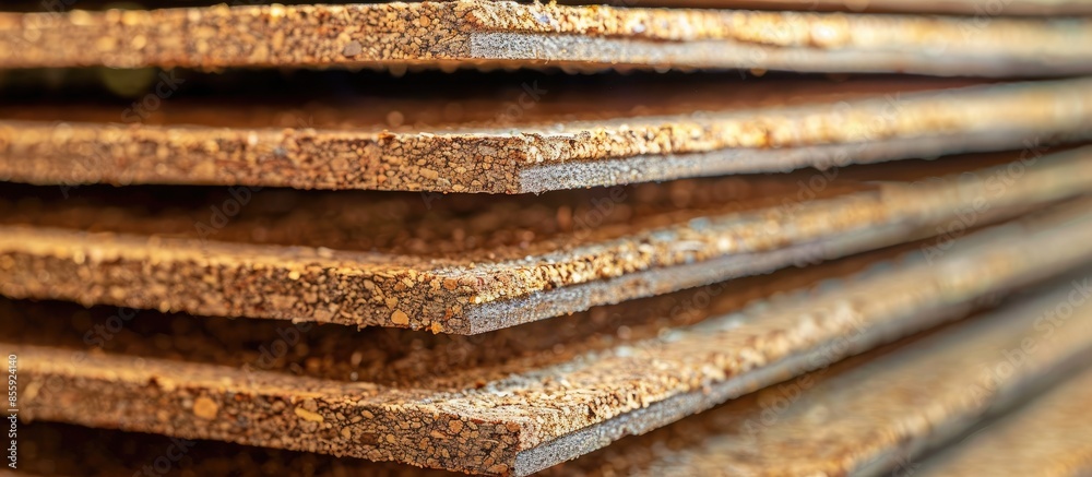 Close-up of cork sound insulation lagging for floors and walls. Copy space image. Place for adding text and design Close-up of cork sound insulation lagging for floors and walls. Copy space image. Place for adding text and design