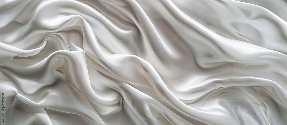 Fototapeta premium White gray satin texture that is white silver fabric silk background with beautiful soft blur pattern natural. Copy space image. Place for adding text or design