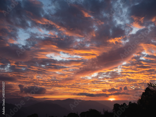 The sunset dyed clouds red.