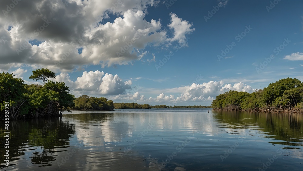 Obraz premium lake and clouds