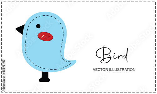 Cute bird cartoon vector illustration, minimalist bird icon symbol. Printable worksheet for online education. Vector Illustration.