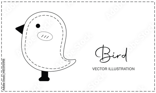 Cute bird cartoon vector illustration, minimalist bird icon symbol. Printable worksheet for online education. Vector Illustration.