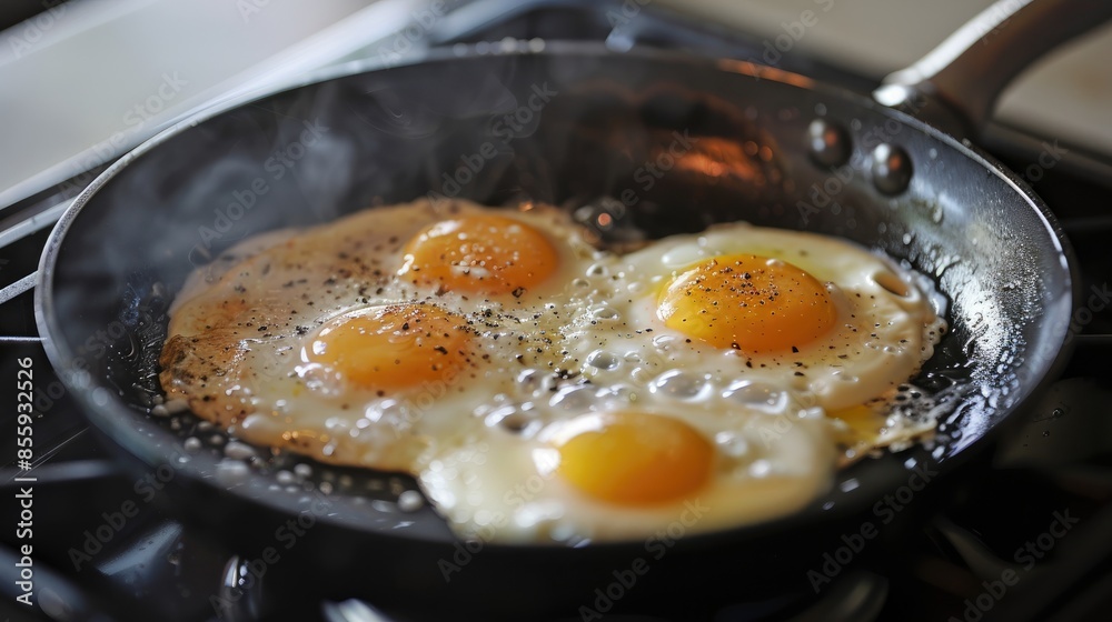Cooking eggs in a skillet Cooking eggs in a skillet
