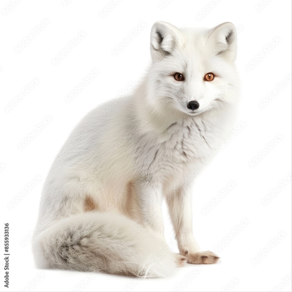 Majestic Arctic Fox with Thick Winter Coat Isolated on White Background Majestic Arctic Fox with Thick Winter Coat Isolated on White Background