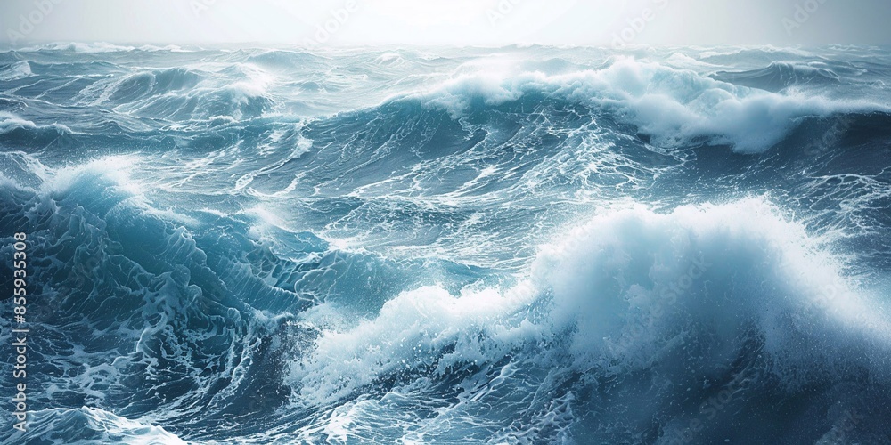 Bad weather rainy stormy ocean with waves.Macro.AI Generative.