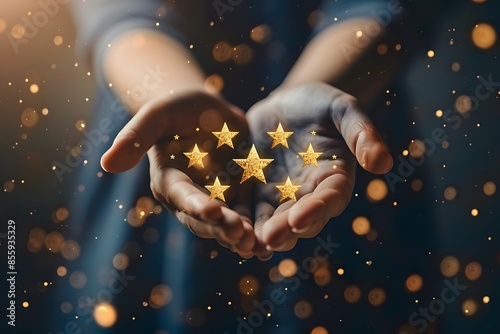 Wallpaper Mural Person holding out five stars in the air Torontodigital.ca