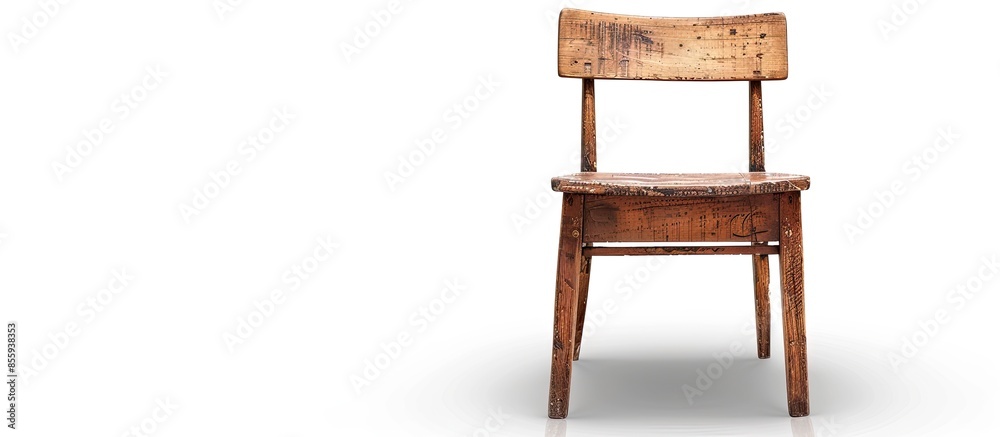 Old wooden chair isolated on white background. Copy space image. Place for adding text and design Old wooden chair isolated on white background. Copy space image. Place for adding text and design