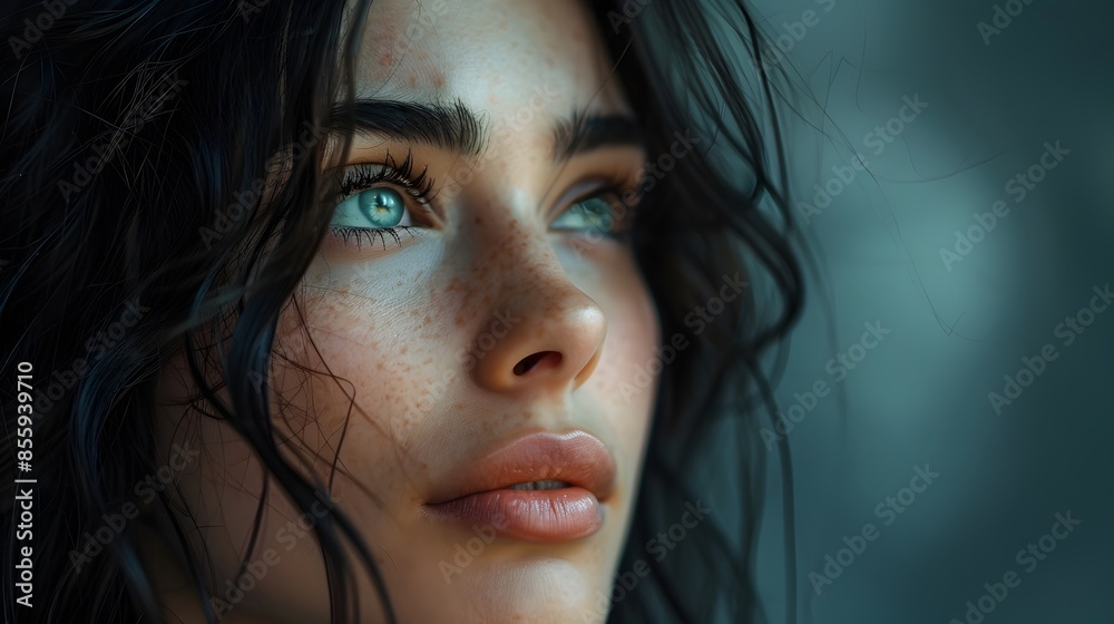 Pensive Woman Lost in Thought Dreaming and Imagination Concept with Atmospheric Copy Space Pensive Woman Lost in Thought Dreaming and Imagination Concept with Atmospheric Copy Space