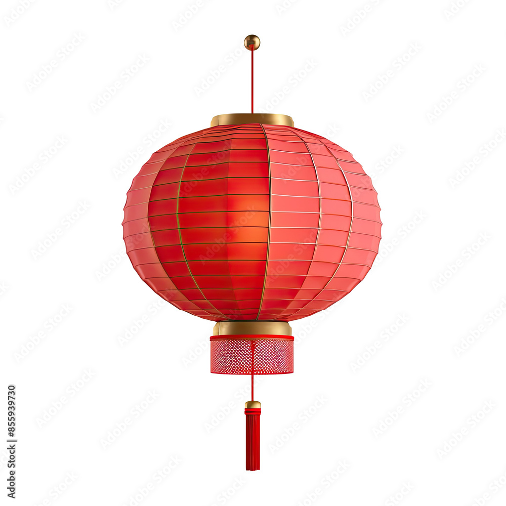 Obraz premium 3D Rendered Chinese Lantern on a White Background | Isolated on Transparent & White Background | PNG File with Transparency