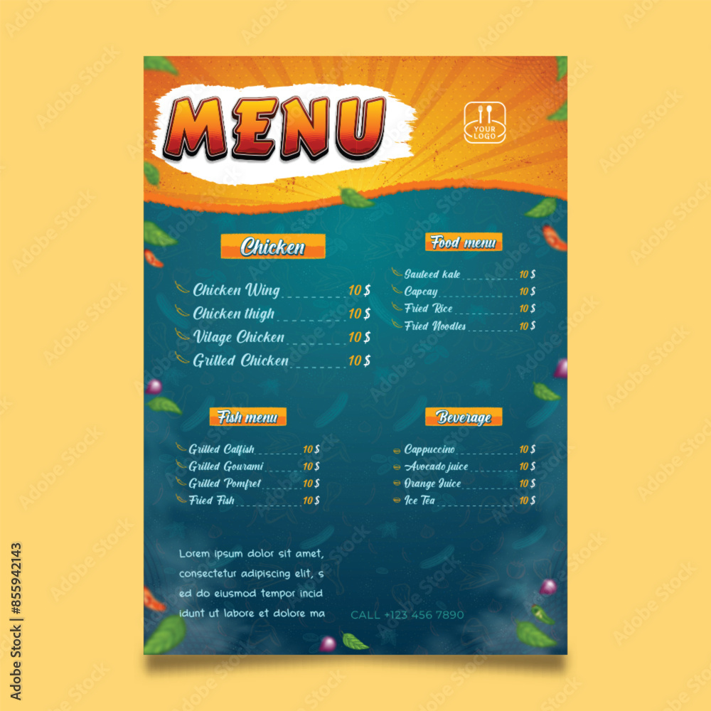 Naklejka premium Fast Delivery Fried Chicken Restaurant Post Design