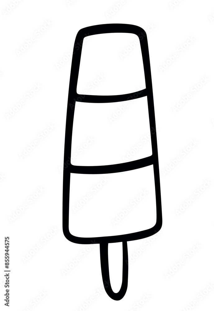 Hand drawn outline ice cream isolated on a white background. Fruit ice. Doodle style. Vector icon illustration. Template for greeting card, postcard, print, fashion design, menu. Hand drawn outline ice cream isolated on a white background. Fruit ice. Doodle style. Vector icon illustration. Template for greeting card, postcard, print, fashion design, menu.