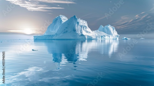 Antarctic sea iceberg floating, climate change banner. © Faustudio