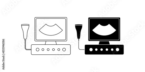 Medical ultrasound icon set isolated on white background