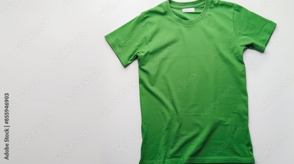 Green t shirt on white background with space for text Green t shirt on white background with space for text