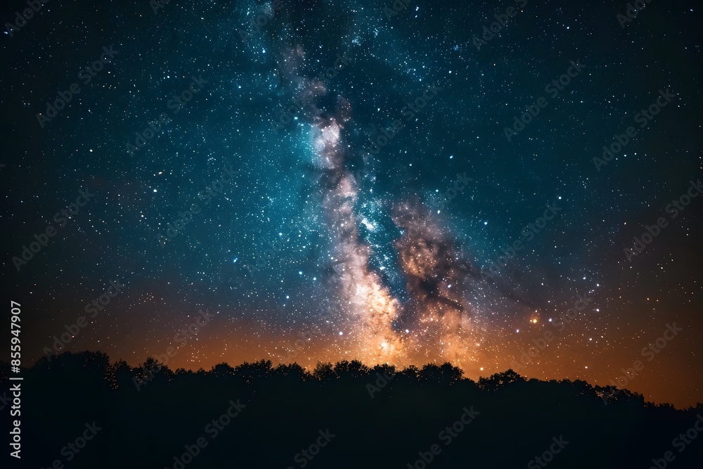 Milky way over distant trees Milky way over distant trees