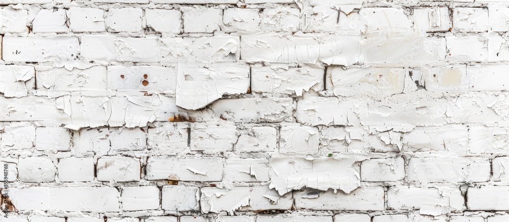 Old brick wall Background. White rustic texture. Design element for web, banner or wallpaper. Copy space image. Place for adding text and design