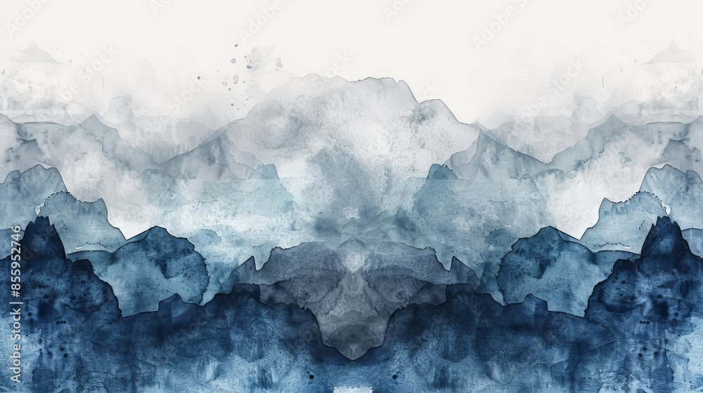 Blue watercolor mountain range Blue watercolor mountain range