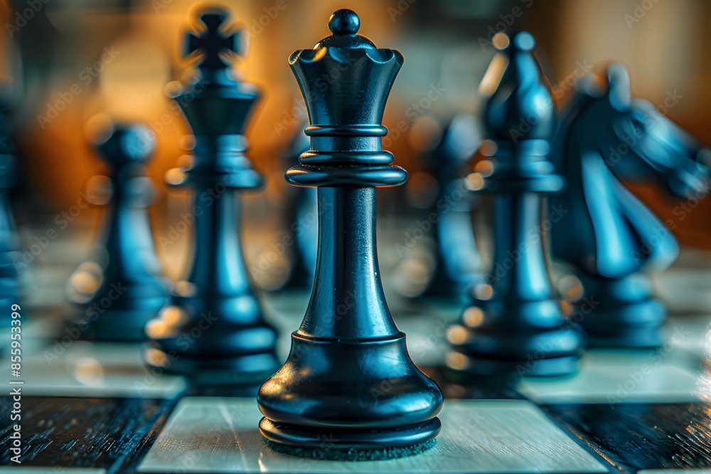 Blurry background chess board with pieces Blurry background chess board with pieces