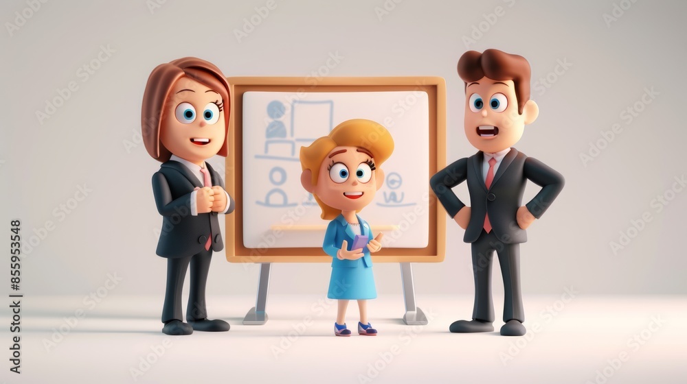 The concept of a creative team. A team of young professionals working on a landing page in 3D The concept of a creative team. A team of young professionals working on a landing page in 3D