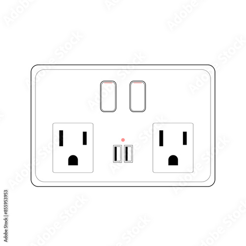 Double US smart plug with switch and usb port