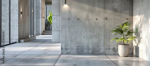 Panel kuchenny z motywem Raw concrete in a modern interior. Entrance hall and corridor in a modern house. Copy space image. Place for adding text and design