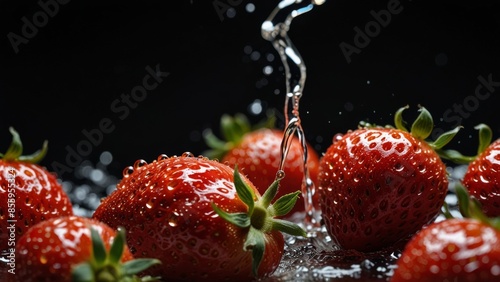 Fresh strawberries with water splash