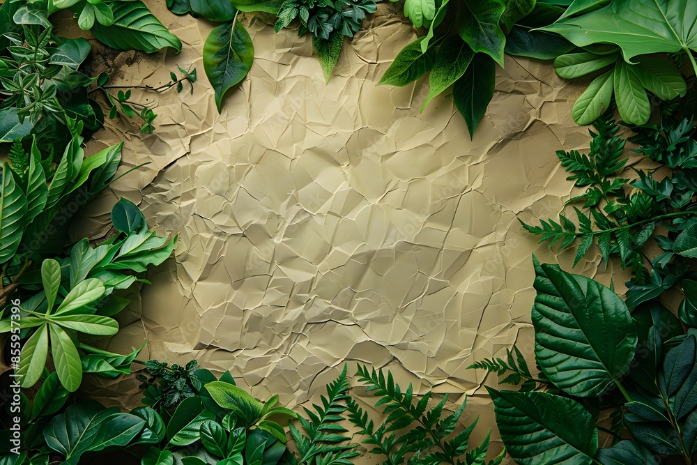 Fototapeta premium Paper among green foliage