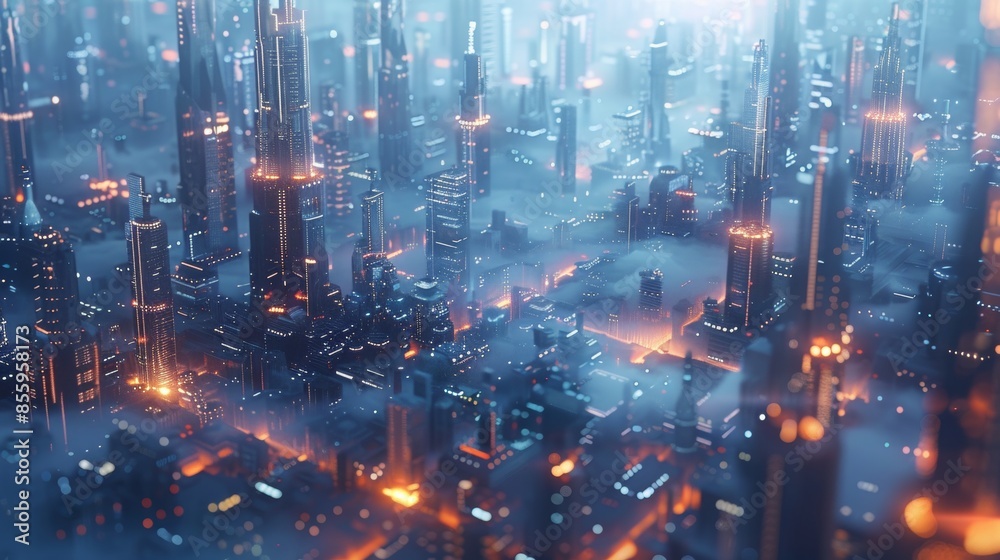 Fototapeta premium Illustrate a futuristic 3D world