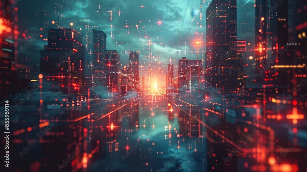 Illustrate a futuristic cyberspace environment infused with geometric elements Illustrate a futuristic cyberspace environment infused with geometric elements
