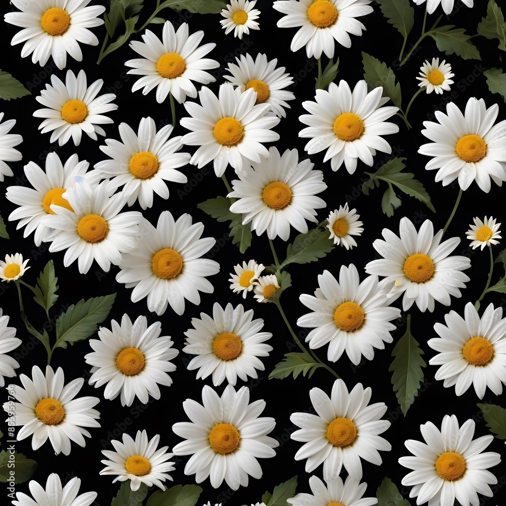 White Daisies on Black Background White Daisies on Black Background