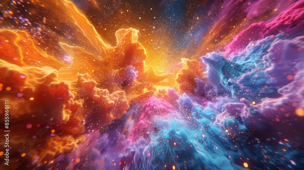 Fototapeta premium Illustrate a mesmerizing 3D burst of colors